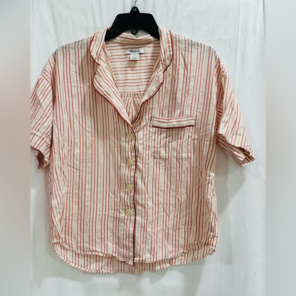 Madewell Size S Bedtime Pajama PJ Lounge Top Lonnie Pastel Stripe Oversized